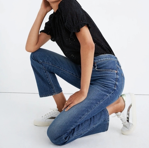 Madewell Sundale Blue Wash Slim Demi Boot Straight Crop Jeans 24 - Picture 1 of 10